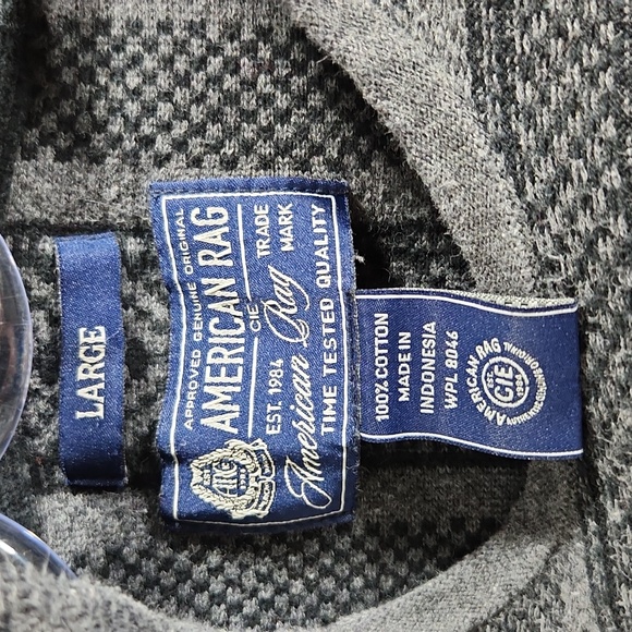 American Rag long-sleeved poncho hoodie Size Large Unisex Grey and Black - Picture 5 of 9